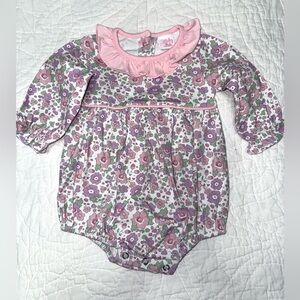 Stitchy Fish pink floral romper, size 3mos, LIKE NEW